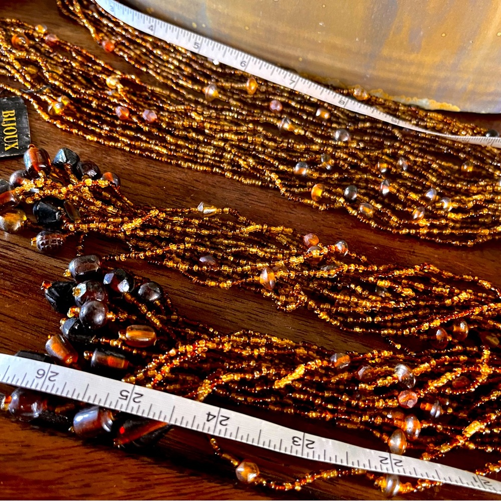 NWT  Bijoux Terner brown gold beads wrap necklace - Picture 5 of 7